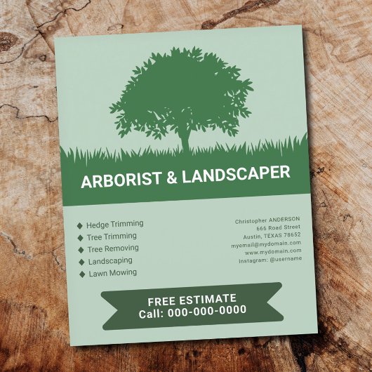 Grass, Tree Silhouette - Arborist & Landscaper  チラシ