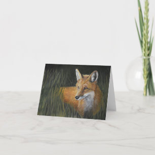 Grass Wildlife Artノートカードの赤いキツネ カード