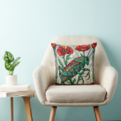 Grasshopper cricket stained glass poppy flower eye クッション (椅子)