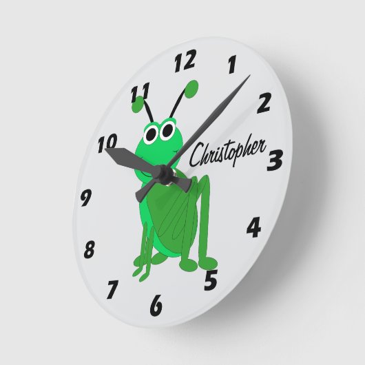 Grasshopper Design Personalised ラウンド壁時計 (傾斜)