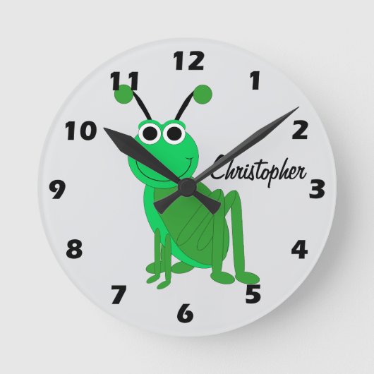Grasshopper Design Personalised ラウンド壁時計 (正面)