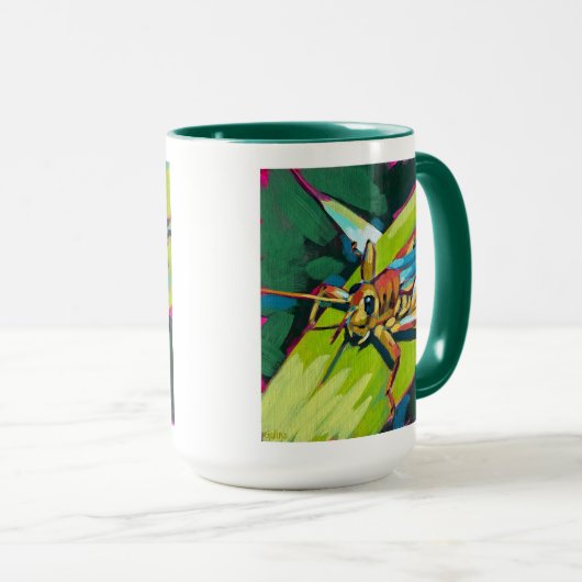 Grasshopper Painting - Gift for Insect Lovers マグカップ (正面右)