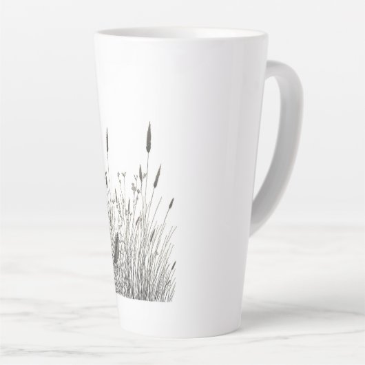 Grasshopper & Wild Grass Ink Art Coffee Mug カフェラテマグ (右アングル)