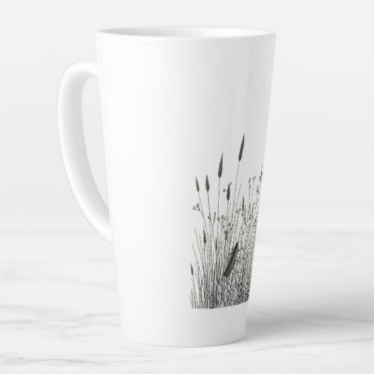 Grasshopper & Wild Grass Ink Art Coffee Mug カフェラテマグ (左アングル)
