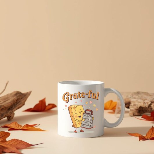 Grate-ful - かわいいチーズとおろし器の感謝祭 コーヒーマグカップ