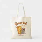 Grate-ful - かわいいチーズとおろし器の感謝祭 トートバッグ (正面)