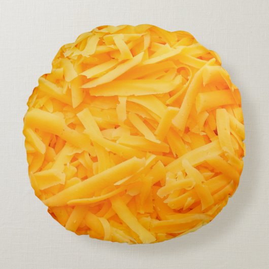 grated cheddar cheese top view ラウンドクッション (正面)