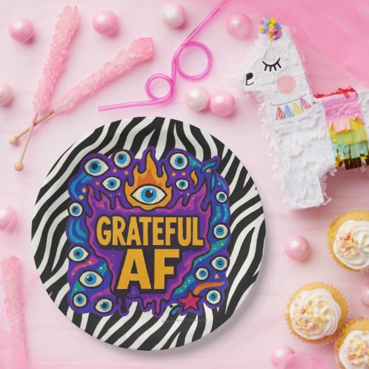 Grateful AF - Zebra Pattern - ペーパープレート (パーティー)