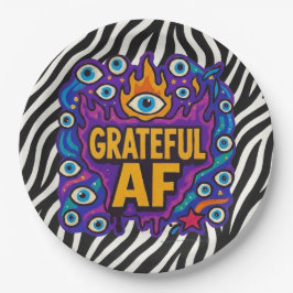 Grateful AF - Zebra Pattern - ペーパープレート