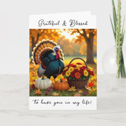 Grateful and Blessed | Happy Thanksgiving カード (正面)