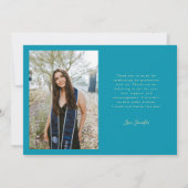 Grateful Aqua Blue Multi Photo Graduation 案内状 (裏面)
