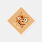 Grateful Autumn Floral Pumpkin Orange Square スタンダードカクテルナプキン (角)