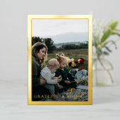 Grateful & Blessed Family Photo Collage Gold 箔シーズンカード (立ち正面)