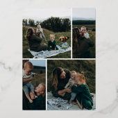 Grateful & Blessed Family Photo Collage Gold 箔シーズンカード (裏面)