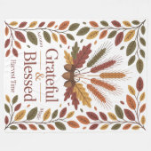 Grateful & blessed stylish Blanket New Home フリースブランケット (正面(横))