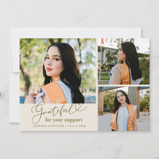 Grateful Cream Multi Photo Graduation 案内状 (正面)