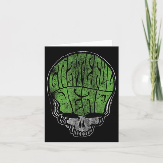 Grateful Dead Psychedelic Green Stealie Skull Vint カード (正面)