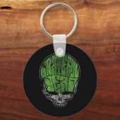 Grateful Dead Psychedelic Green Stealie Skull Vint キーホルダー (正面)