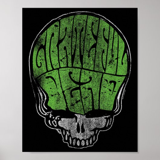 Grateful Dead Psychedelic Green Stealie Skull Vint ポスター (正面)