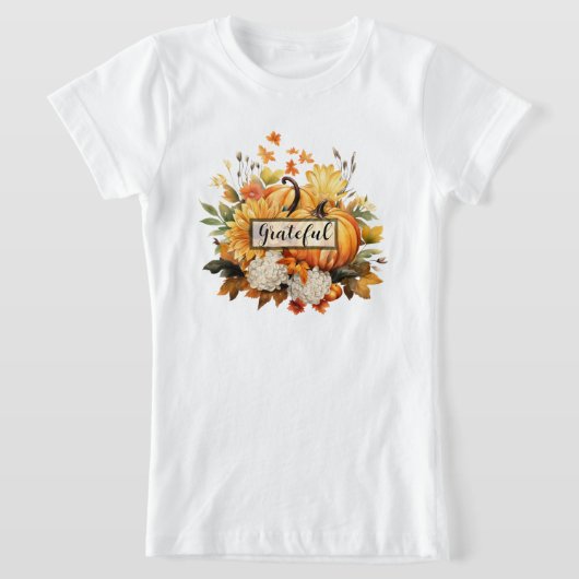 Grateful Floral Autumn Thanksgiving Kids' Fall Tシャツ (レイダウン)