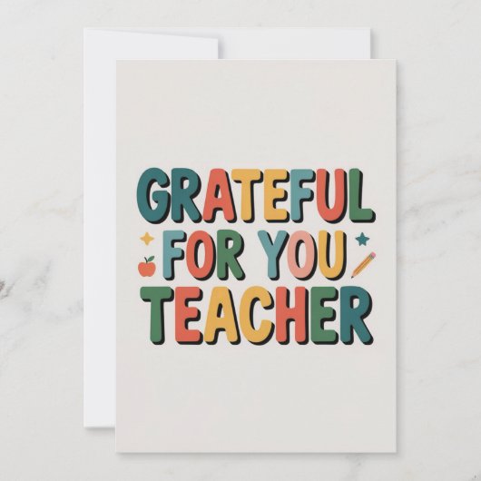 Grateful for You Teacher Appreciation カード (正面)