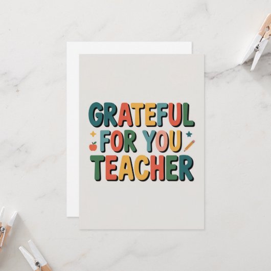 Grateful for You Teacher Appreciation カード (正面/裏面インサイチュ)