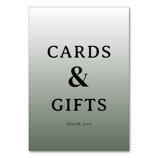 Grateful Gray Minimalist Thank You Card テーブルナンバー (正面)