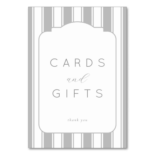 Grateful Gray Minimalist Thank You Card テーブルナンバー (正面)