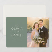 Grateful Green Elegant Photo サンキューカード (正面/裏面)