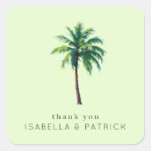 Grateful Green Tropical Palm Tree スクエアシール (正面)
