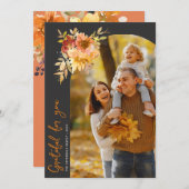 Grateful, happy thanksgiving photo greeting card サンキューカード (正面/裏面)