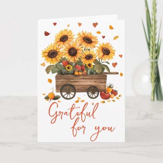 Grateful Harvest Cart Thanksgiving Card カード (正面)