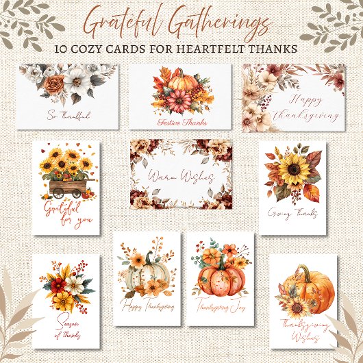 Grateful Harvest Cart Thanksgiving Card カード