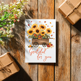 Grateful Harvest Cart Thanksgiving Card カード