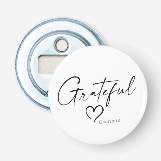 Grateful Heart | お名前ミニマルインクスクリプト 栓抜き (正面)