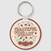Grateful Heart Autumn Pumpkin Design キーホルダー (正面)