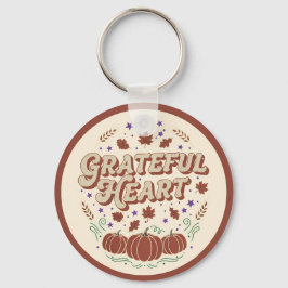 Grateful Heart Autumn Pumpkin Design キーホルダー