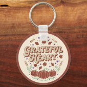 Grateful Heart Autumn Pumpkin Design キーホルダー (裏面)
