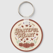 Grateful Heart Autumn Pumpkin Design キーホルダー (裏面)