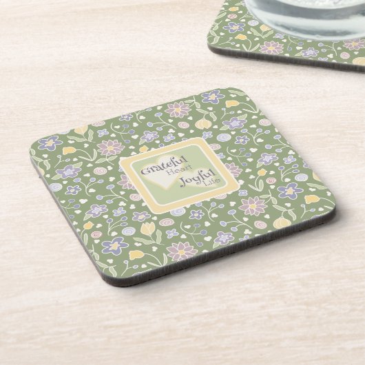Grateful Heart Joyful Life Floral Coaster Set コースター (左側)