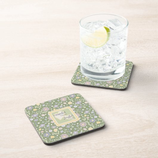 Grateful Heart Joyful Life Floral Coaster Set コースター (右側)