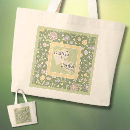 Grateful Heart Joyful Life Personalized Tote Bag  ラージトートバッグ