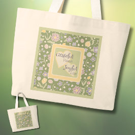 Grateful Heart Joyful Life Personalized Tote Bag  ラージトートバッグ
