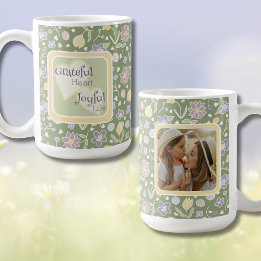 Grateful Heart Joyful Life Photo Mug コーヒーマグカップ