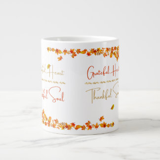 Grateful Heart Thankful Soul マグカップ – シンプルな秋のデザイン