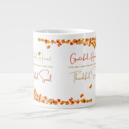 Grateful Heart Thankful Soul マグカップ – シンプルな秋のデザイン (正面)