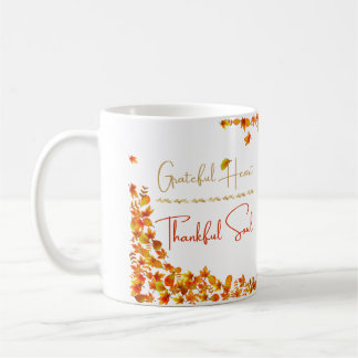 Grateful Heart Thankful Soul マグカップ – ミニマルな秋のデザイン