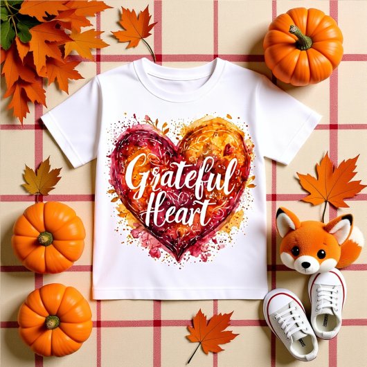 Grateful Heart Watercolor Calligraphy kids Tシャツ