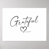 Grateful Heart | Your Name Minimal Ink Script ポスター (正面)