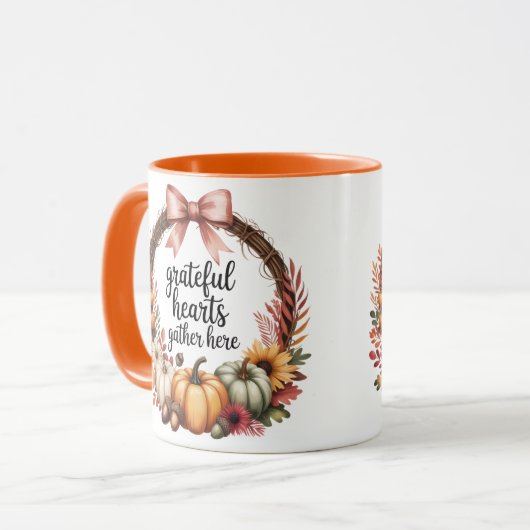 Grateful hearts gather here マグカップ (正面左)